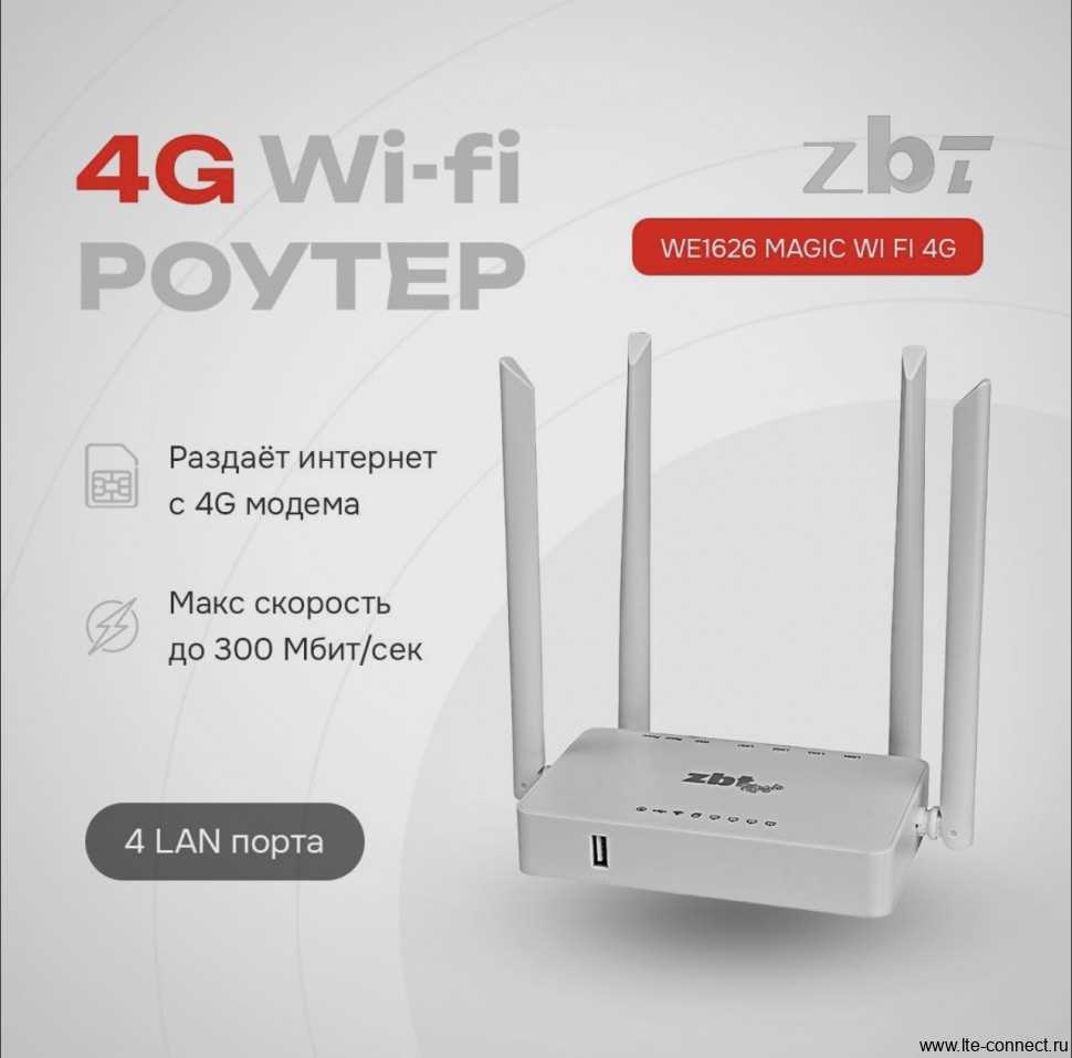 Бюджетный WiFi роутер ZBT WE1626 для 4G модема